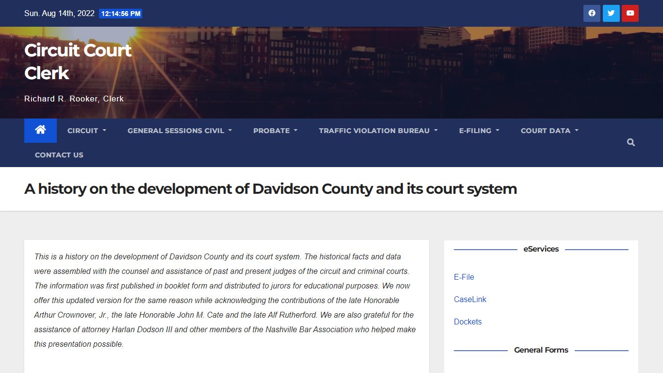 A history on the development of Davidson County and its ...